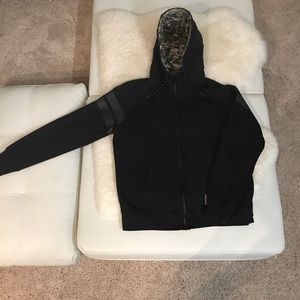 Black nike zip up camo hoodie Sz Large